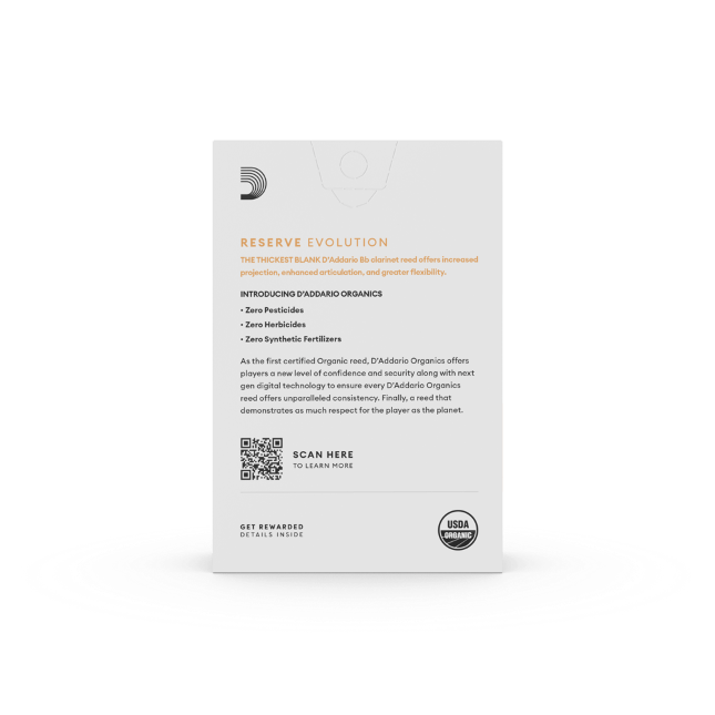 RICO D'Addario Organic Reserve Evolution stroiki do klarnetu B - 3,5+ (10)-113082