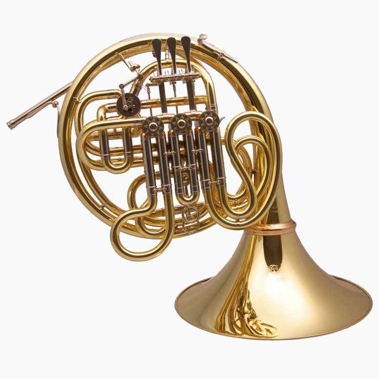 DUERK waltornia podwójna F/B model D3GM-RB-AV RADEK BABORAK, złoty mosiądz, odkręcana czara, regulowany hak na 5-ty palec, nielakierowana, bez futerału-113979