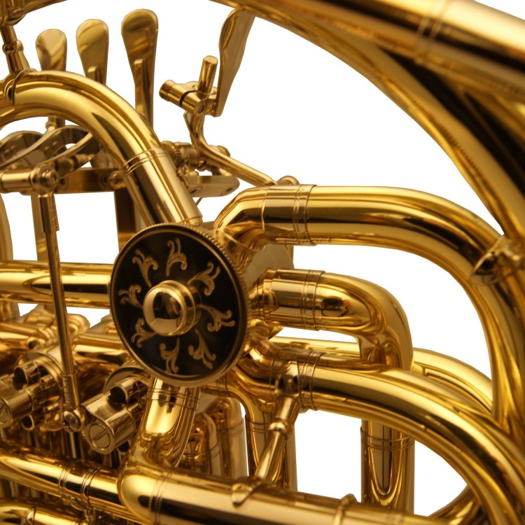 DUERK waltornia podwójna F/B model D3GM-RB-AV RADEK BABORAK, złoty mosiądz, odkręcana czara, regulowany hak na 5-ty palec, lakierowana, bez futerału-113989