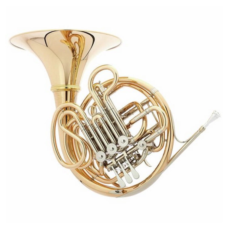 HANS HOYER waltornia podwójna F/B model 6801GA-L, styl Kruspe, gold brass, odkręcana czara, lakierowana, z futerałem-114440