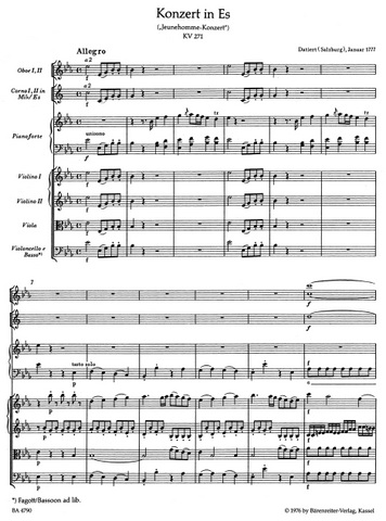 Mozart, Wolfgang Amadeus, Konzert Es-Dur Nr.9 KV271 "Jeunehomme" for Piano and Orchestra, score-116582