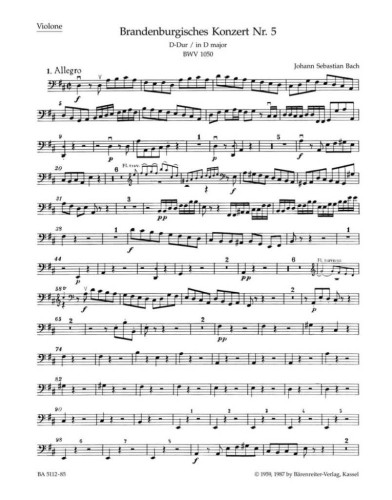 Bach, Johann Sebastian: Brandenburg Concerto No. 5 D major BWV 1050 – Violone/ Contrabass-118672