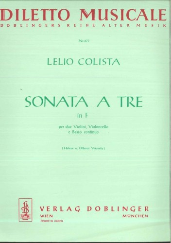 Diletto Musicale Colista Lelio: Sonata a tre in F per due Violini, Violoncello e Basso continuo (Helene u. Omar Wessely), D.15565-100153