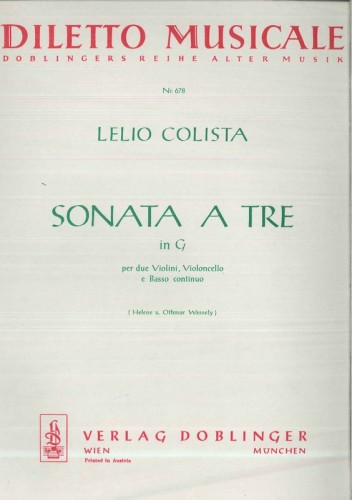 Diletto Musicale Colista Lelio: Sonata a tre in G per due Violini, Violoncello e Basso continuo (Helene u. Omar Wessely), D.15566-100151
