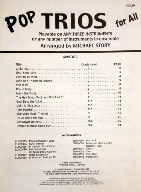POP TRIOS FOR ALL CELLO/BASS ARRANGED BY MICHAEL STORY-117047