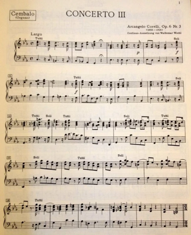 Corelli, Arcangelo: CONCERTO GROSSO C-MOLL OP.6,3 Cembalo/Orgel - rozpisane bc-102178