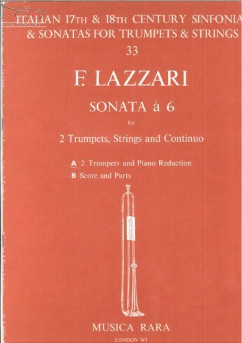 Lazzari Ferdinando Antonio.: Sonata a 6 (for 2 Trumpets, Strings and BC) - wyciąg fortepianowy-100125