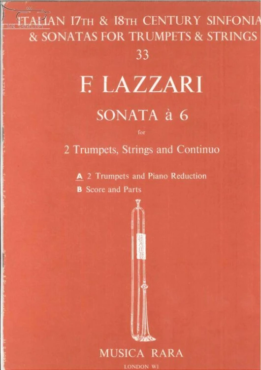 Lazzari Ferdinando Antonio.: Sonata a 6 (for 2 Trumpets, Strings and BC) - wyciąg fortepianowy-100125