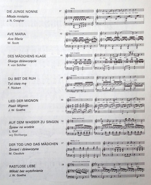 Schubert, Franciszek: Pieśni wybrane - Tom 1 na głos i fortepian (8 pieśni)-102461