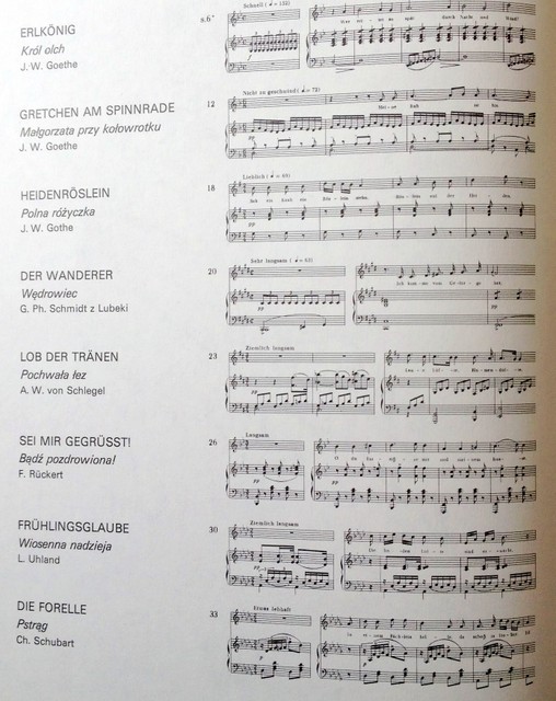 Schubert, Franciszek: Pieśni wybrane - Tom 1 na głos i fortepian (8 pieśni)-102463