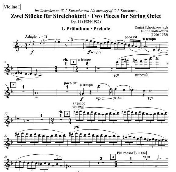Schostakowitsch, Dimitri: Preludium i Scherzo op. 11: na oktet smyczkowy, komplet głosów-102296