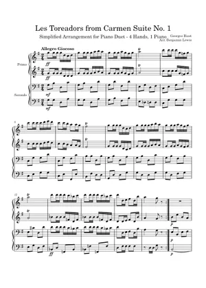 Bizet Georges: Les Toreadors z opery Carmen - wyciąg fortepianowy na cztery ręce-118644